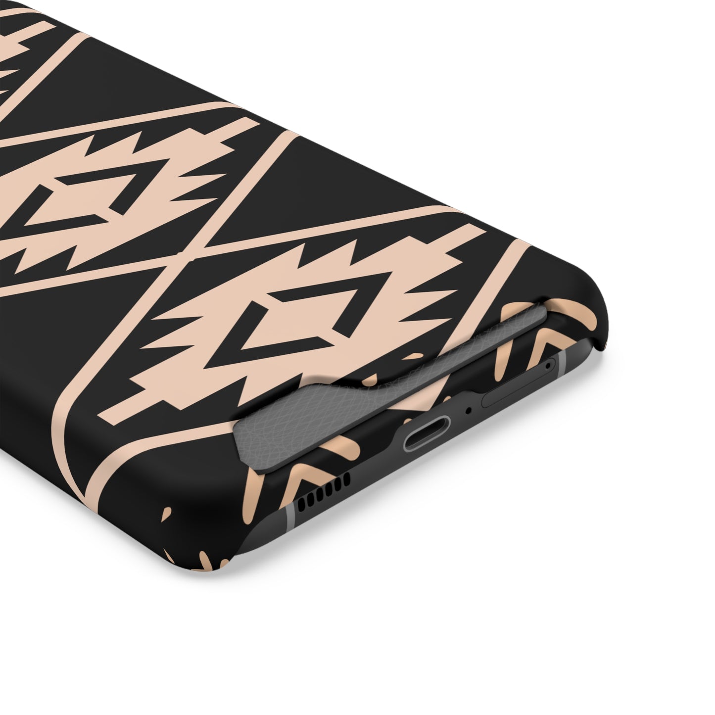 Decorative Phone Case with Card Holder - Unique Phone Cases - Pink and Black