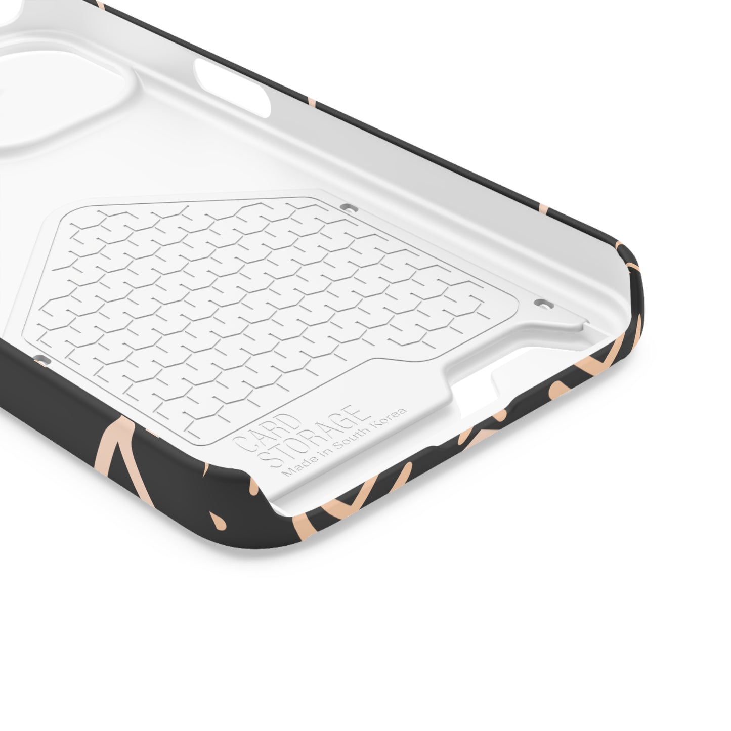 Decorative Phone Case with Card Holder - Unique Phone Cases - Pink and Black