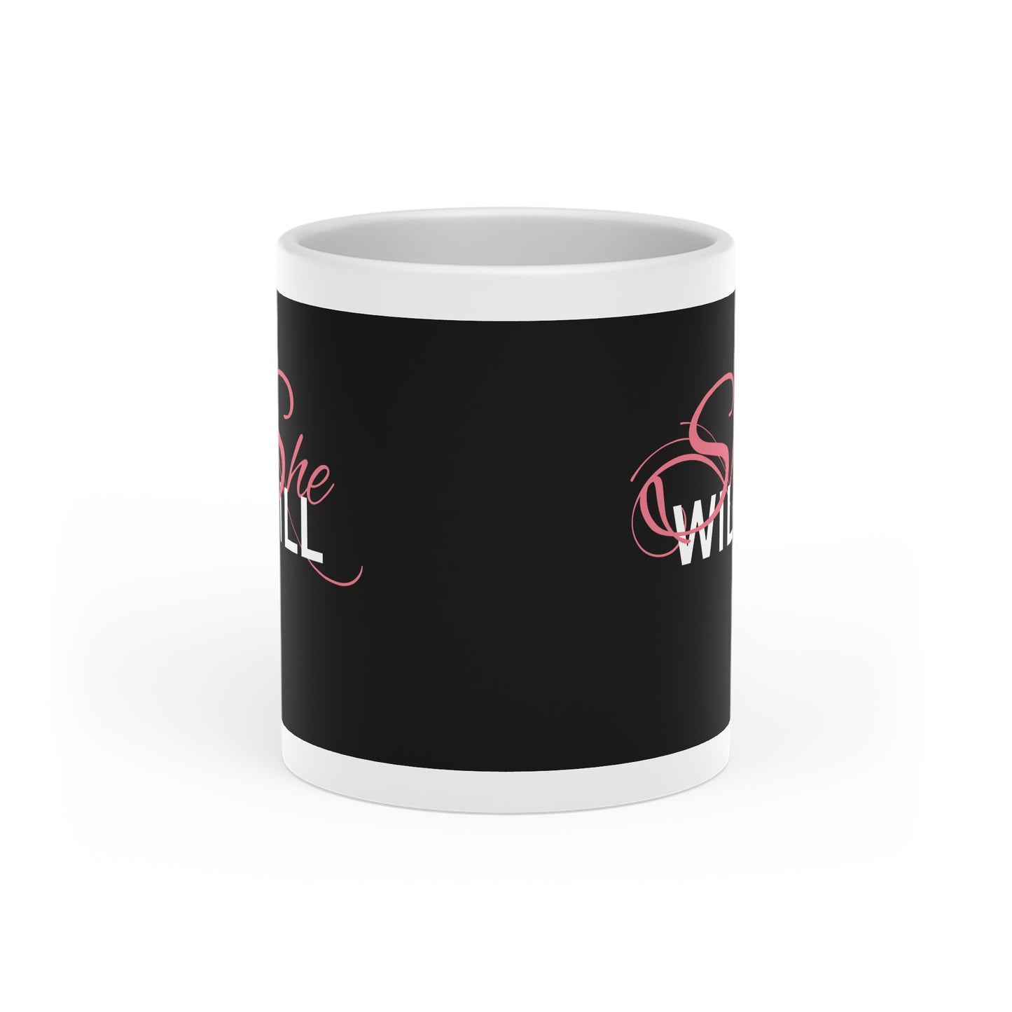 Black, Pink, White "She Will" Heart-Shaped Mug - Coffee Cup - Gift for Women - Inspirational - Encouragement - Gifts - Spiritual - Tea Cups