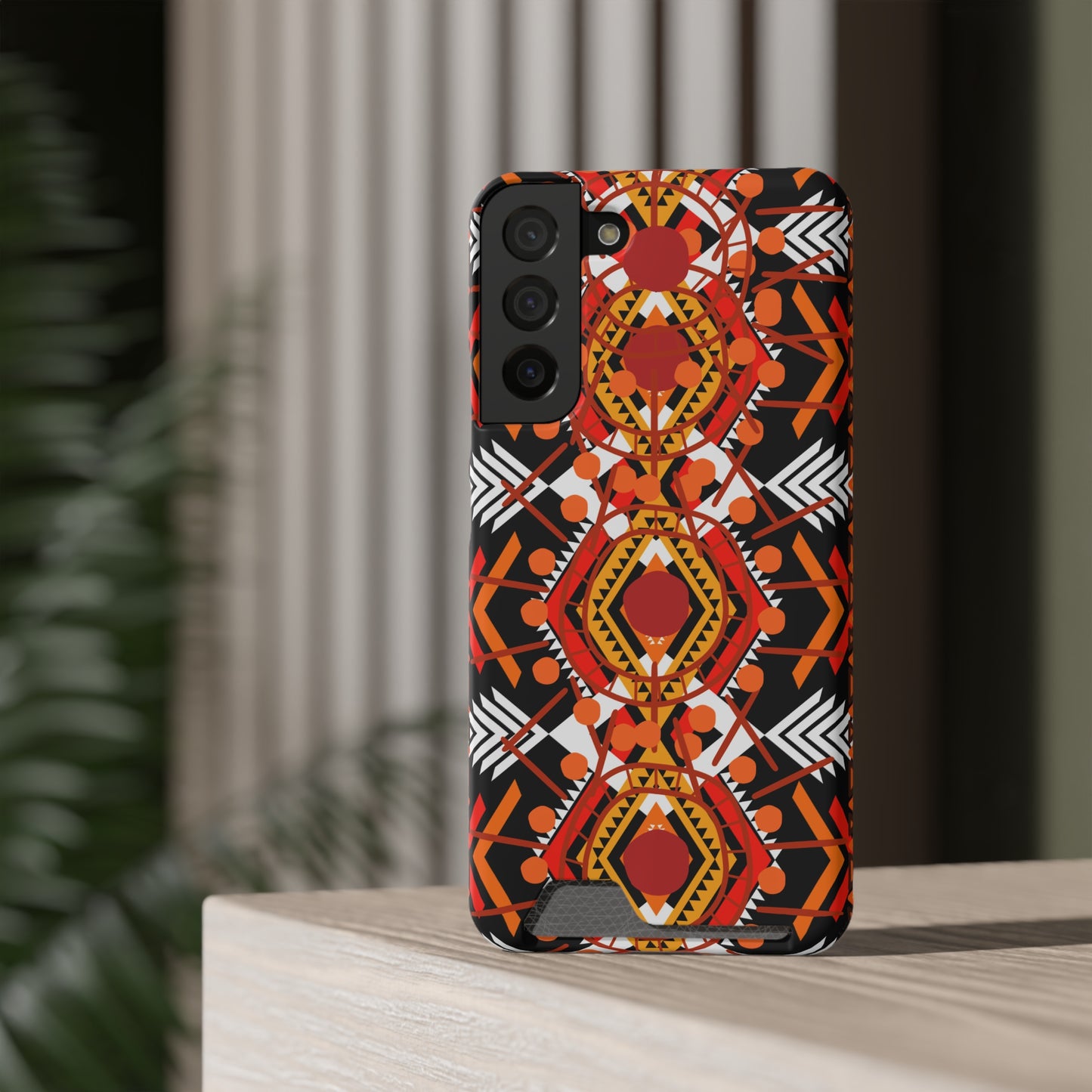 Ethnic Phone Case with Card Holder - Unique Phone Cases - Ethnic Print Phone Case