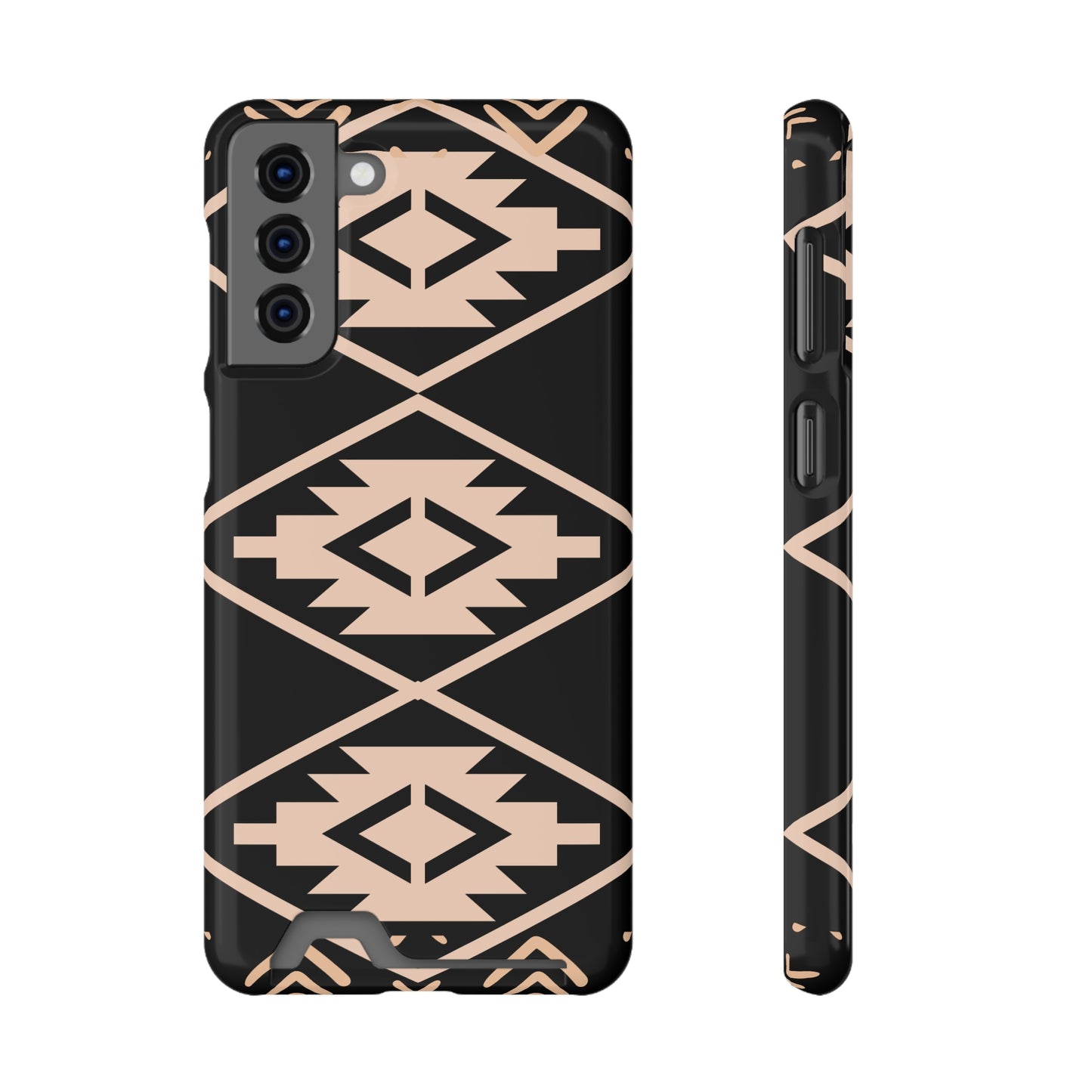 Decorative Phone Case with Card Holder - Unique Phone Cases - Pink and Black