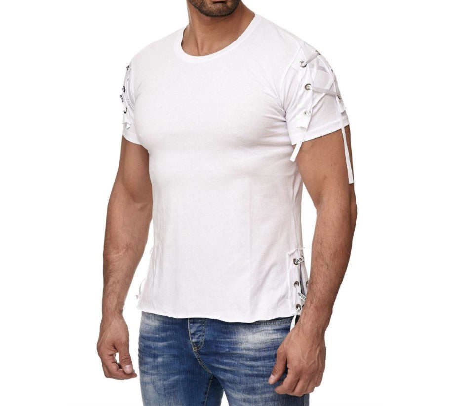 Solid Slim Fit Sports Collarless Youth Cuff T-Shirt