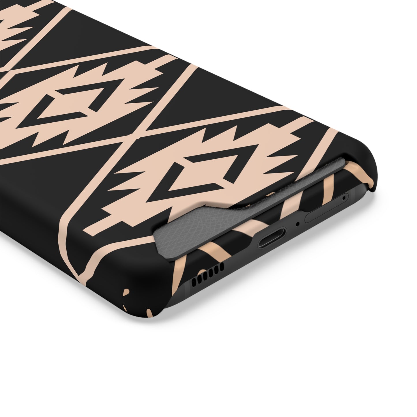 Decorative Phone Case with Card Holder - Unique Phone Cases - Pink and Black
