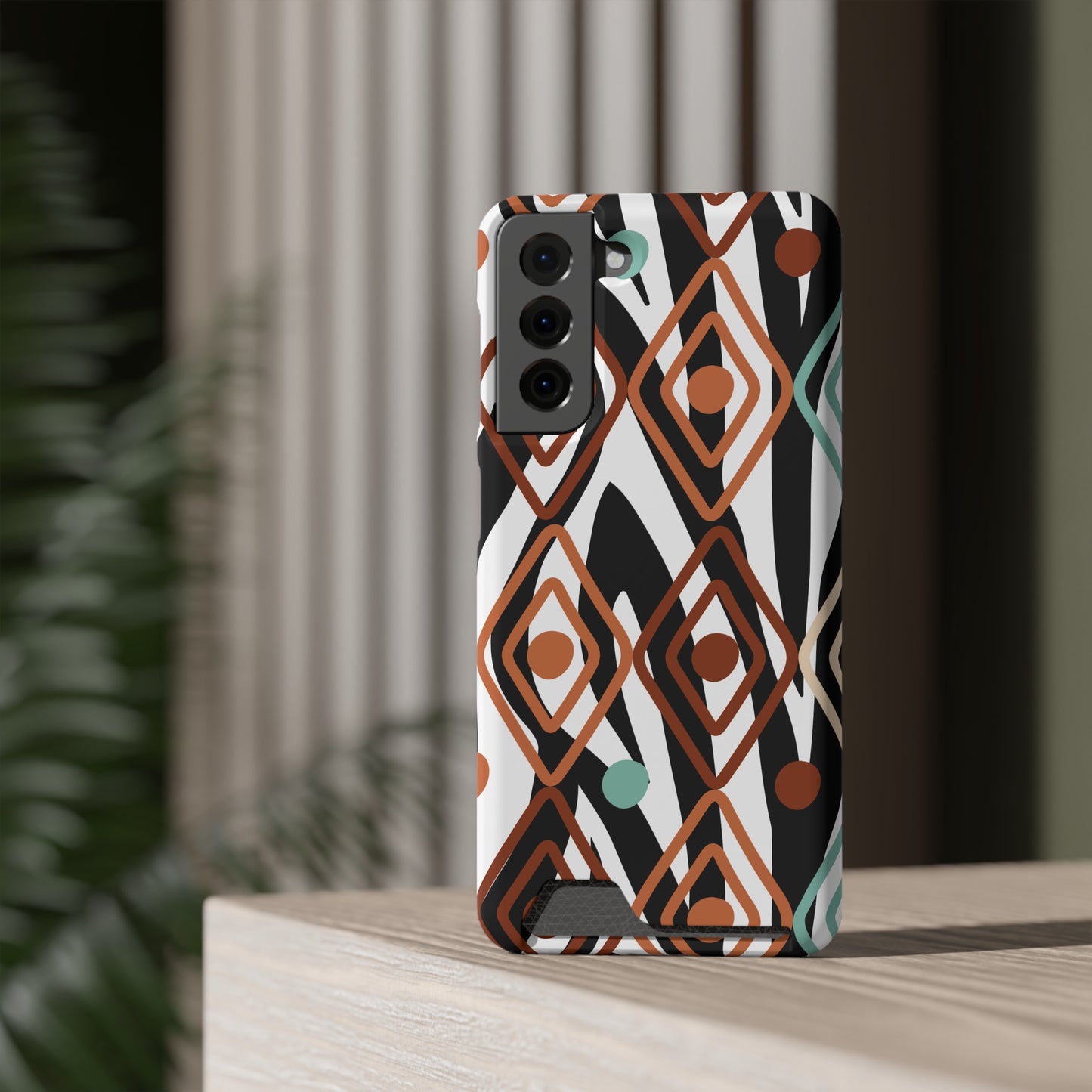 Ethnic Phone Case with Card Holder - Unique Phone Cases - Ethnic Print Phone Case