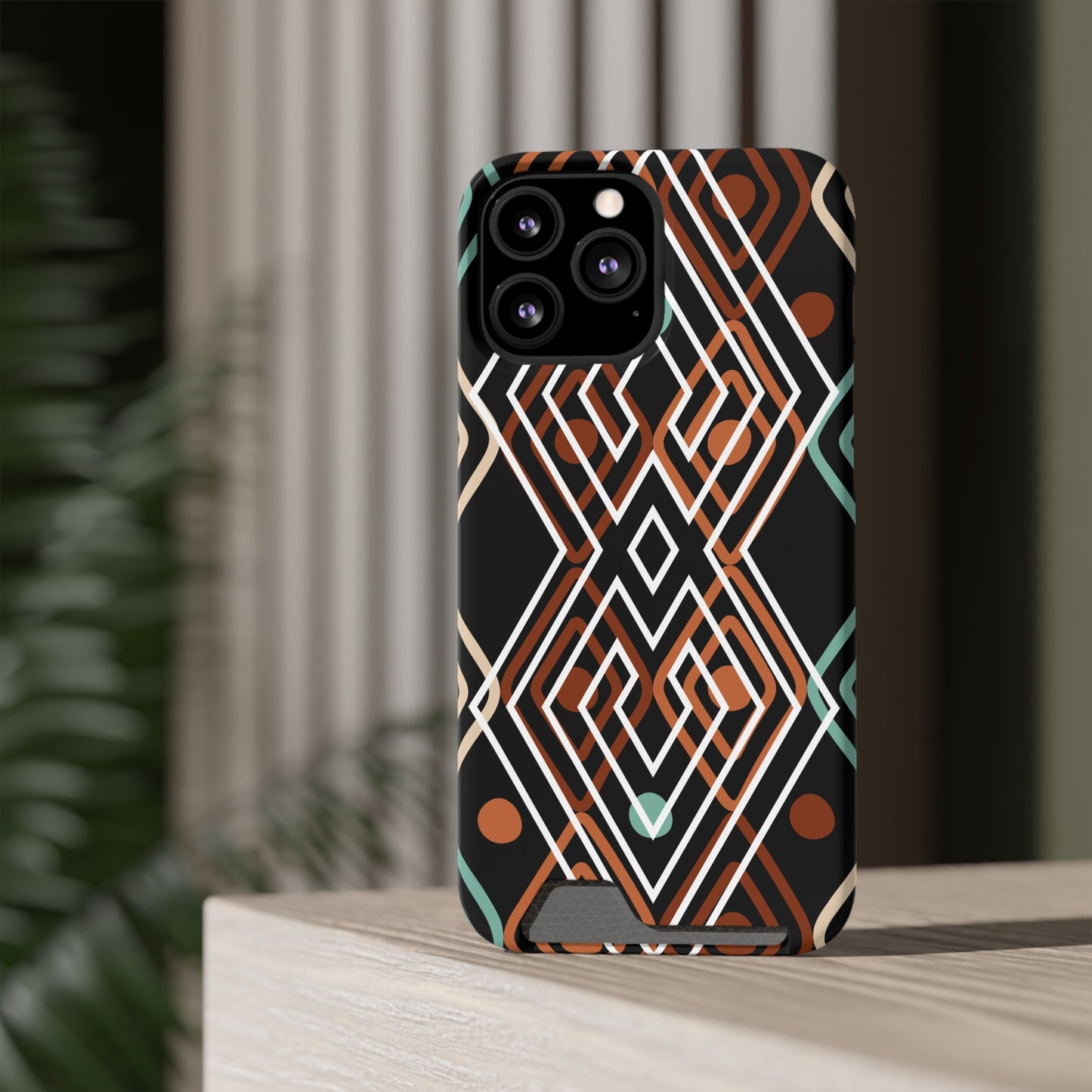 Ethnic Phone Case with Card Holder - Unique Phone Cases - Ethnic Print Phone Case