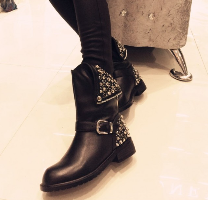 Korean Style Winter High Heels Stiletto Platform Ankle Boots