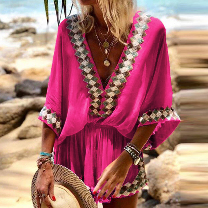 Women's Beach Print Bohemian Jumpsuit