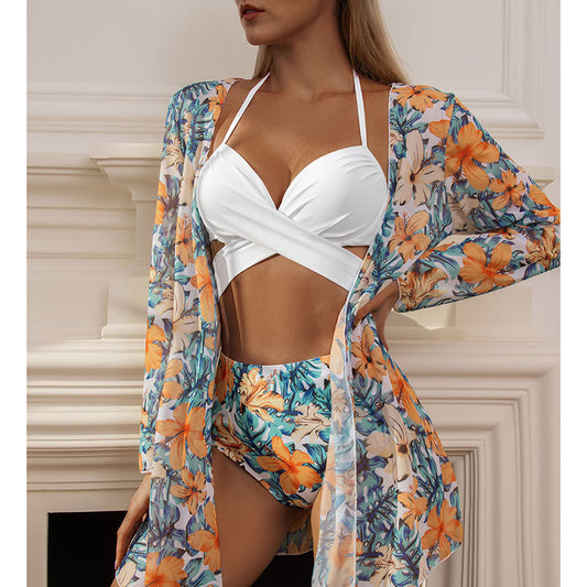 New Style Swimsuit Three Piece Printed Sunscreen