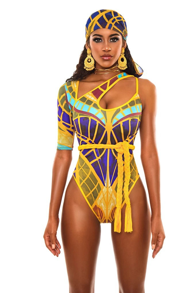 One-shoulder triangle one-piece swimsuit