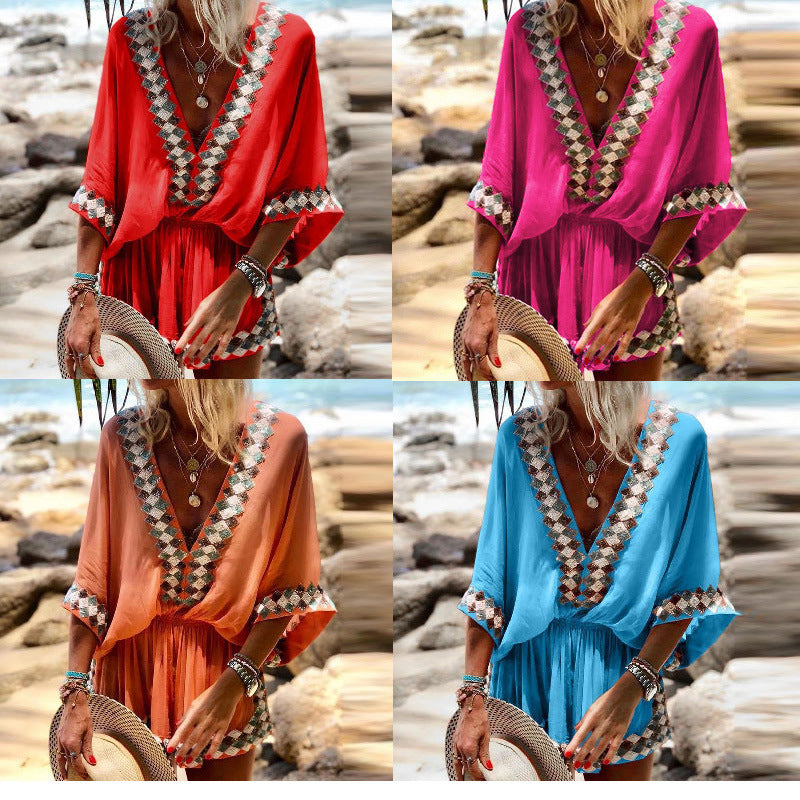 Women's Beach Print Bohemian Jumpsuit