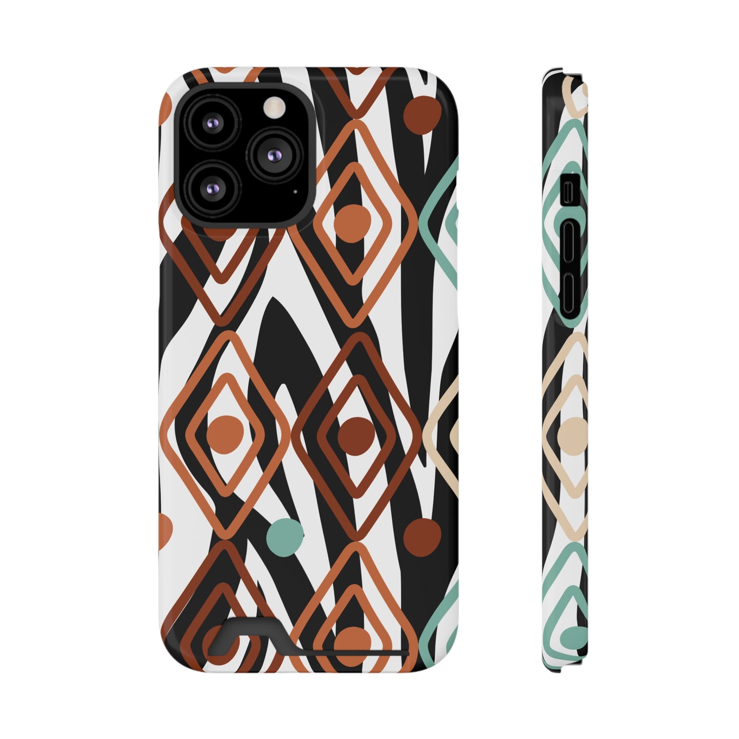 Ethnic Phone Case with Card Holder - Unique Phone Cases - Ethnic Print Phone Case