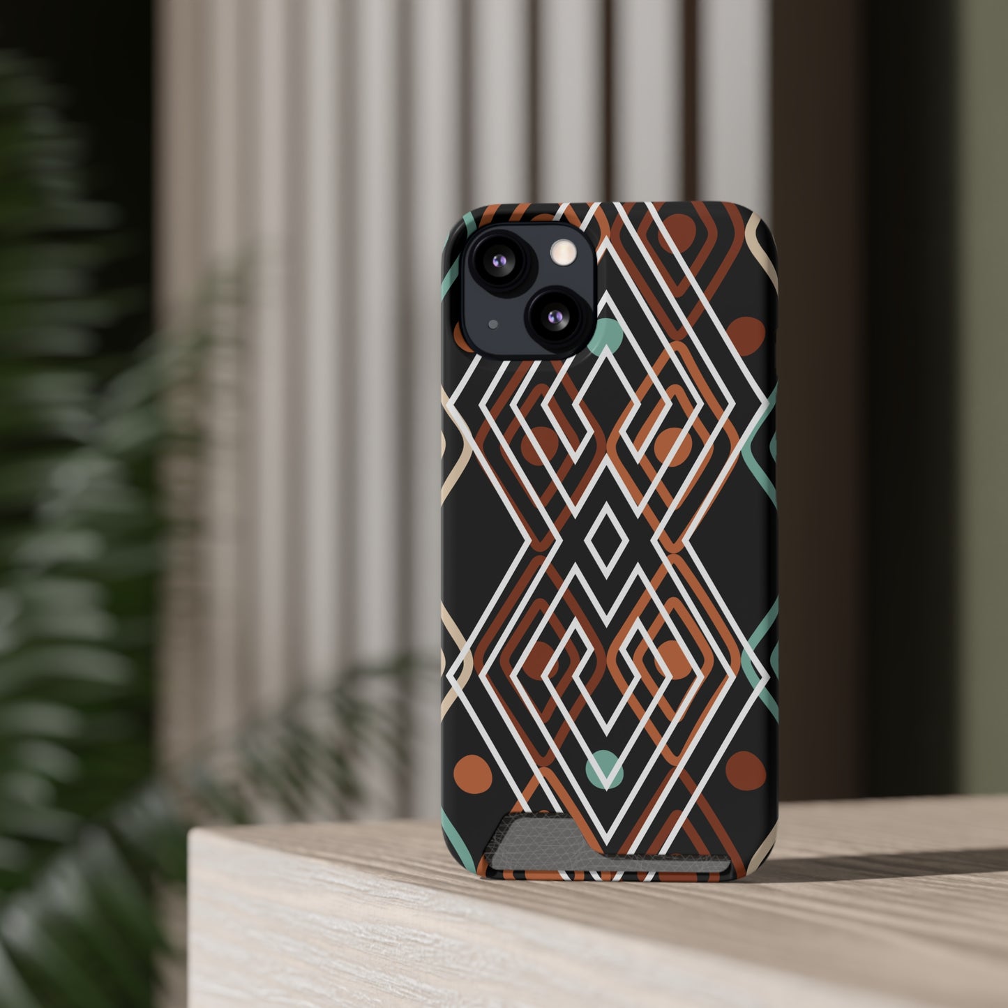 Ethnic Phone Case with Card Holder - Unique Phone Cases - Ethnic Print Phone Case