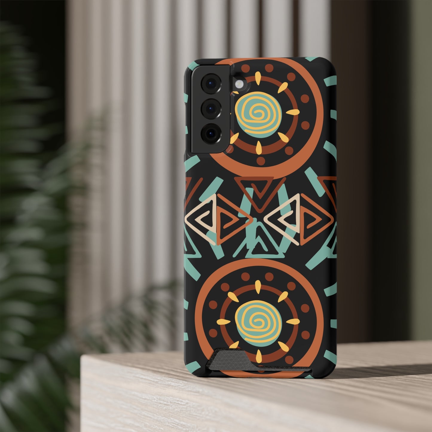 Ethnic Phone Case with Card Holder - Unique Phone Cases - Ethnic Print Phone Case