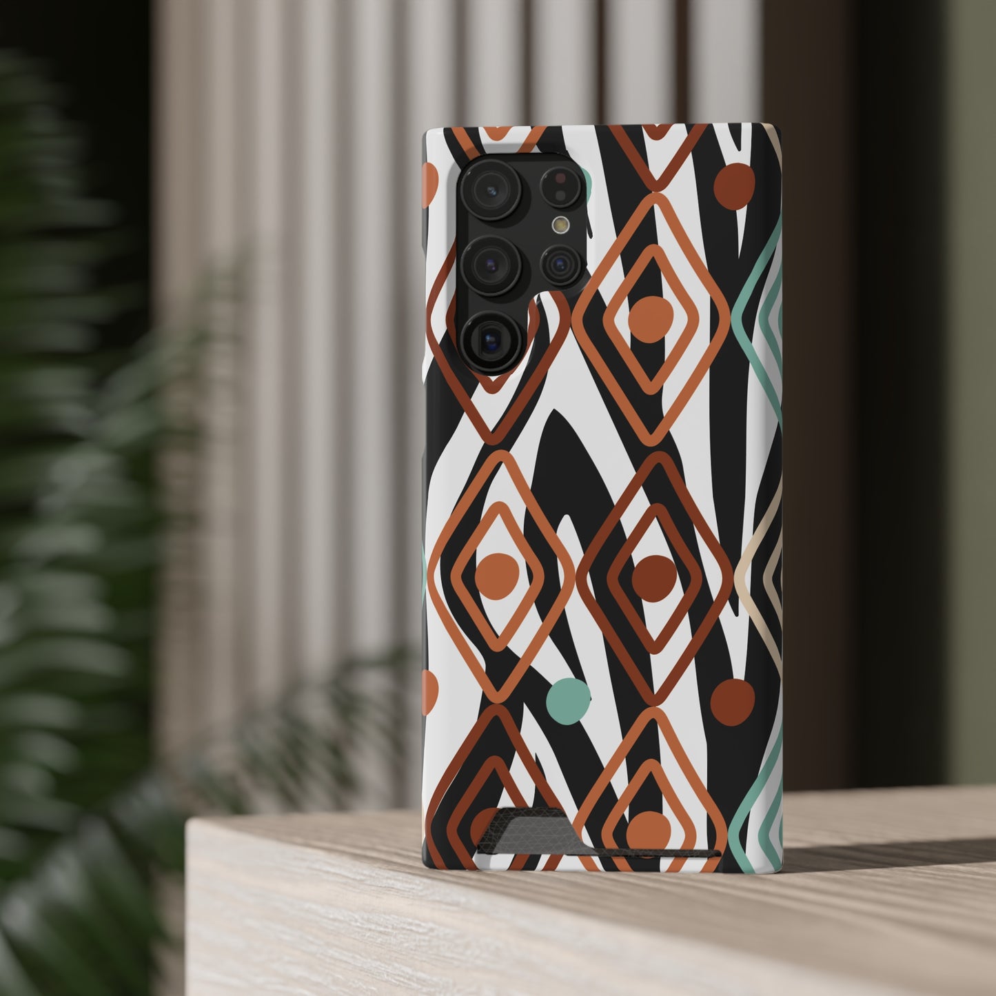 Ethnic Phone Case with Card Holder - Unique Phone Cases - Ethnic Print Phone Case