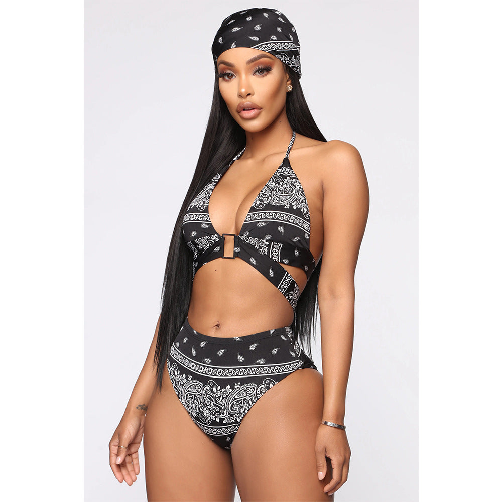 Beauty print swimsuit four-piece suit