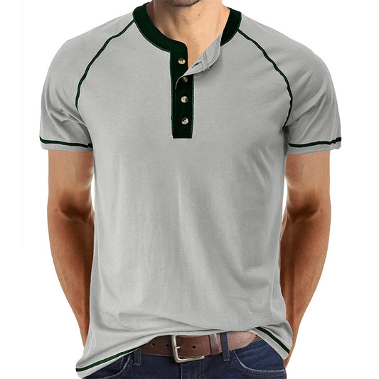 Men's Fashion Casual Colour Blocking Short Sleeve T-shirt