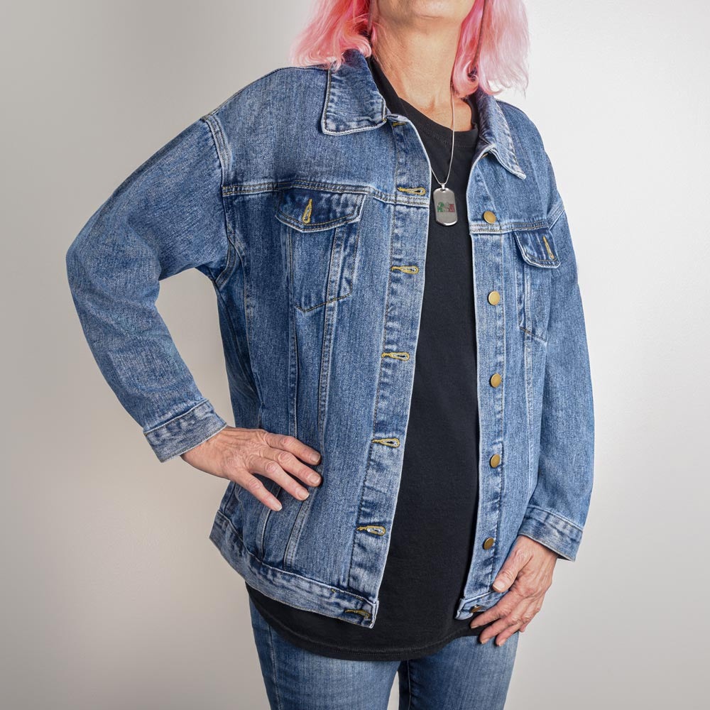 ChatGPT "Empower Your Style with the 'She Will' Denim Jacket - Shop Now" Women's Denim Statement Outer Wear