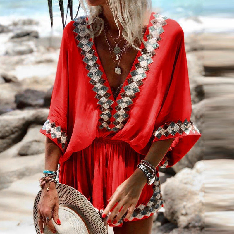 Women's Beach Print Bohemian Jumpsuit