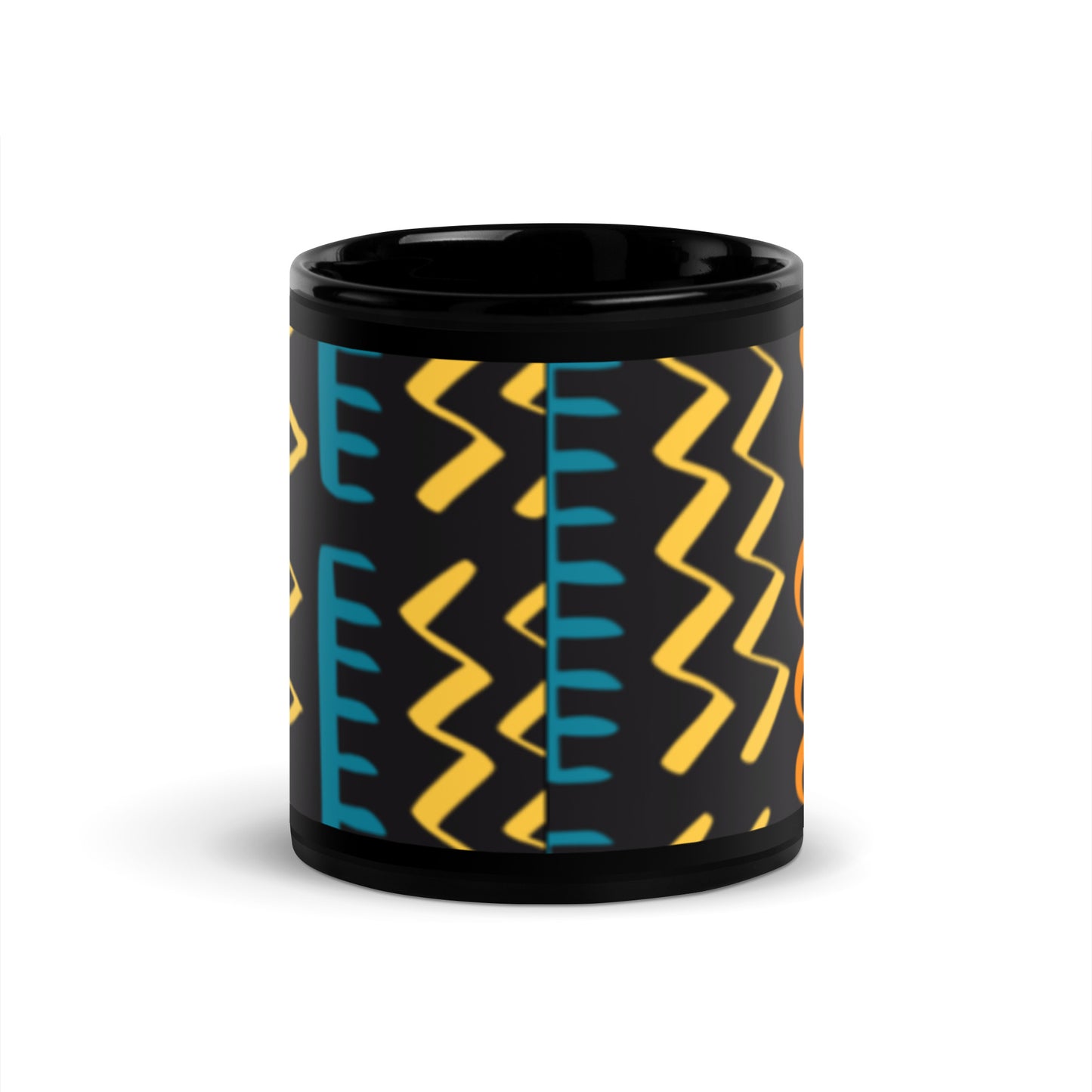 African Print - Black Glossy Coffee Mug