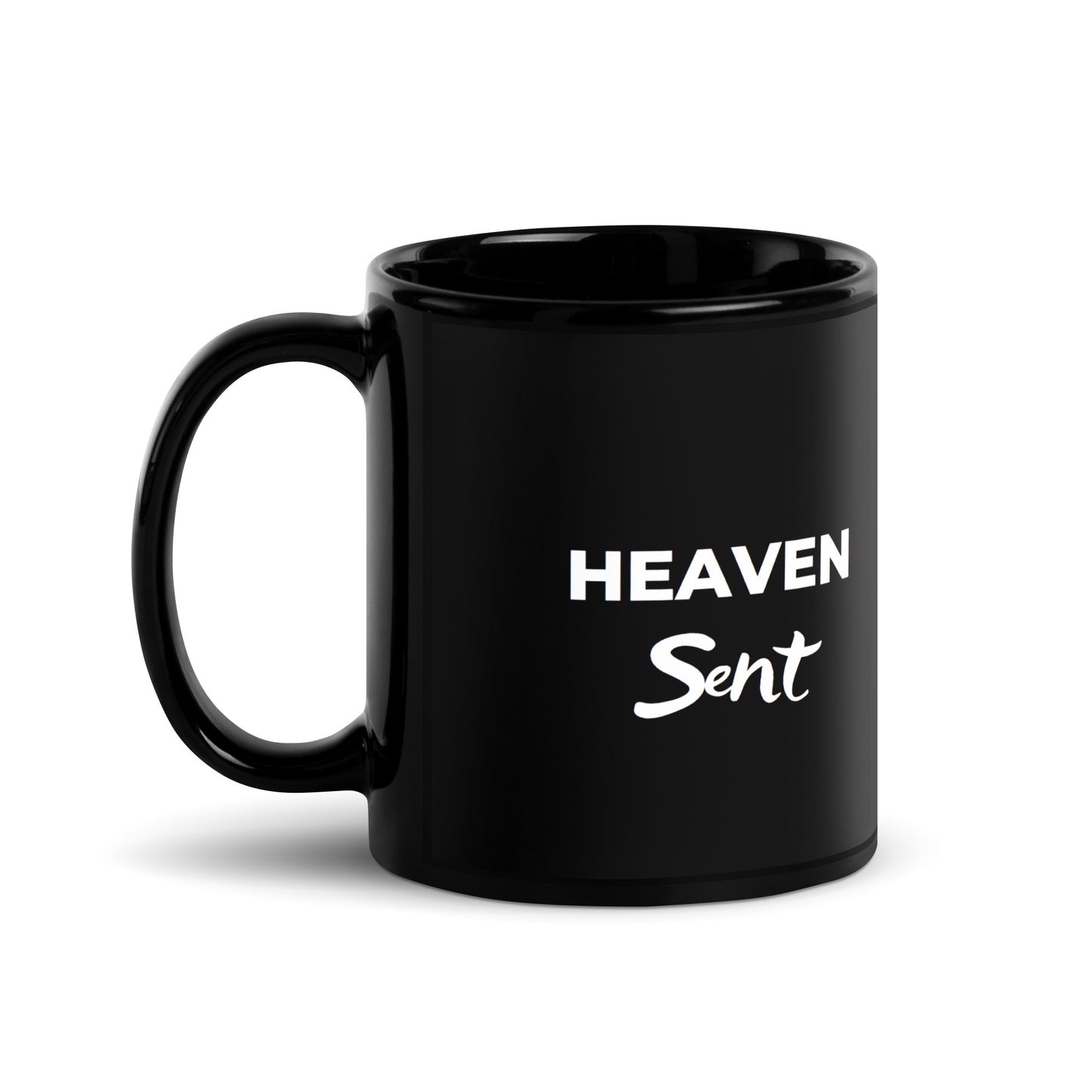 "Heaven Sent" Black Glossy Mug