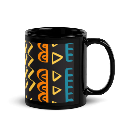 African Print - Black Glossy Coffee Mug