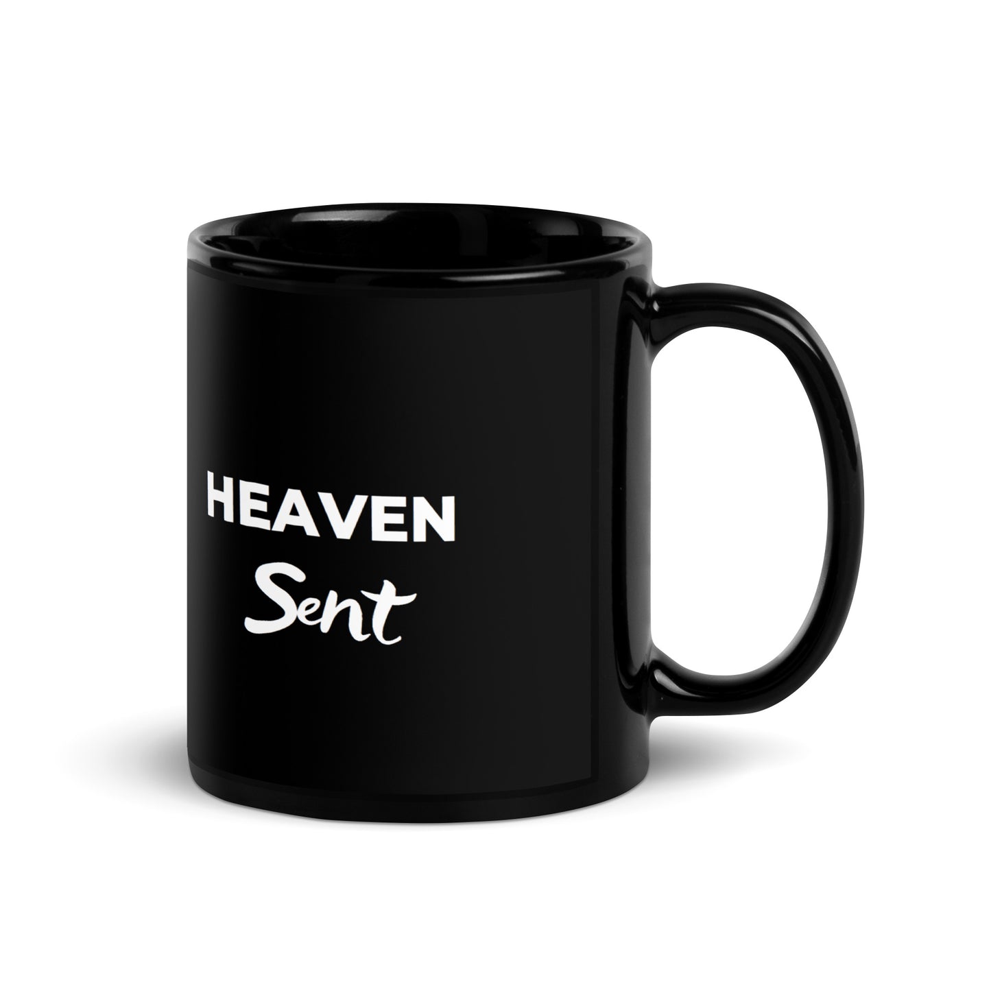 "Heaven Sent" Black Glossy Mug