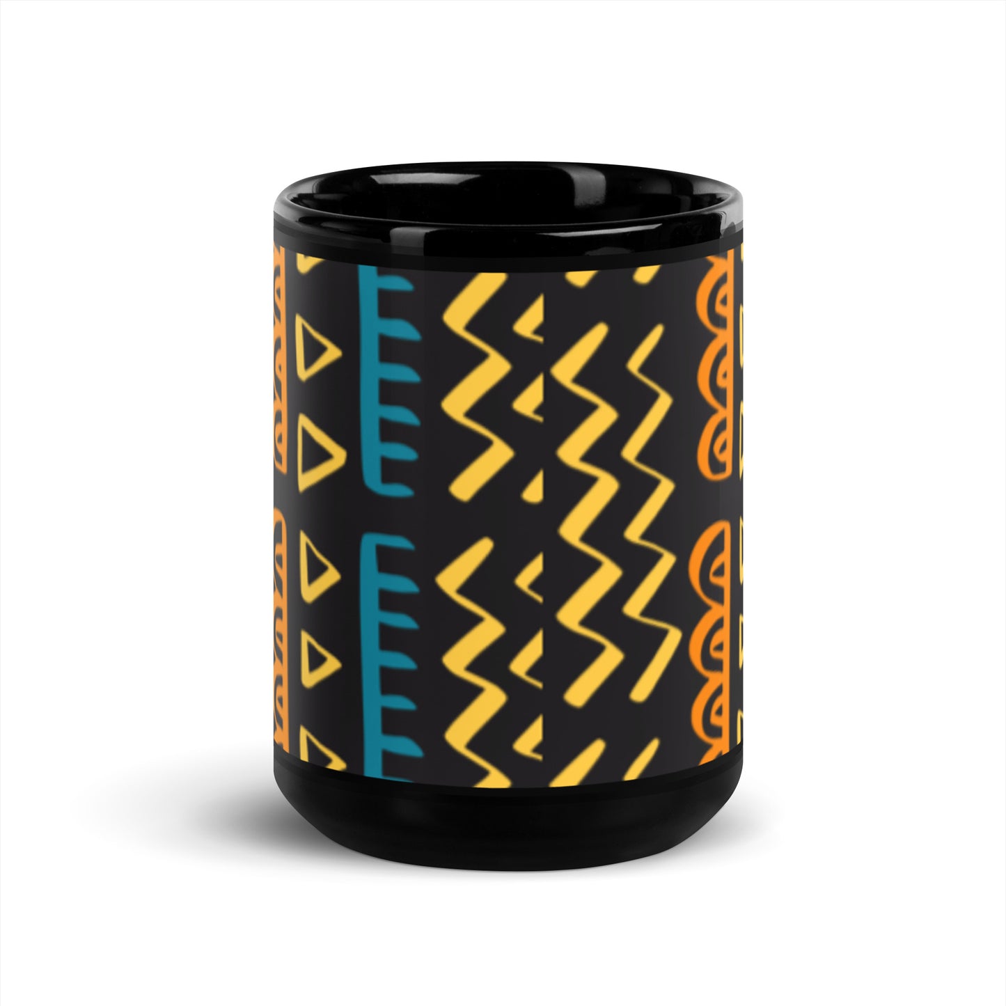 African Print - Black Glossy Coffee Mug