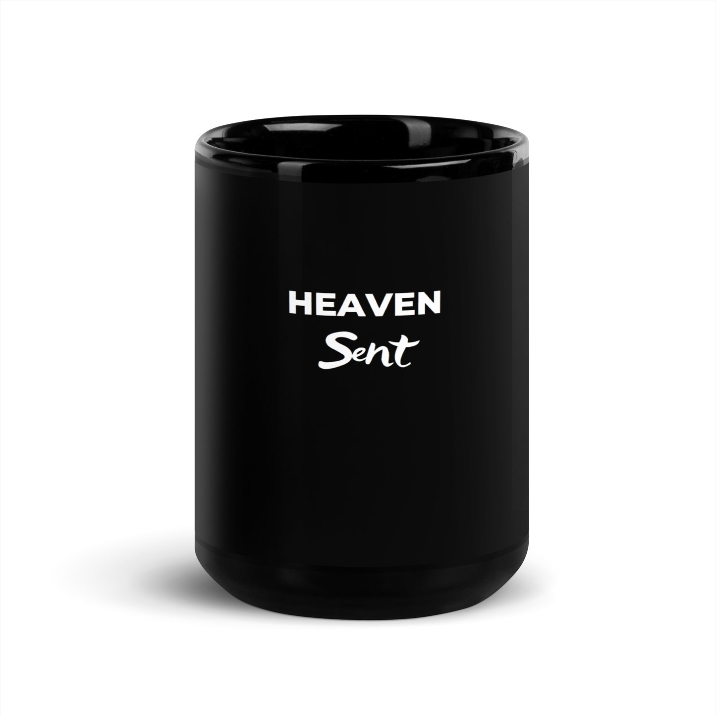 "Heaven Sent" Black Glossy Mug