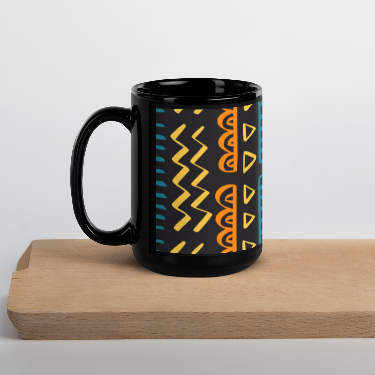 Enchanted Zeal™ - Black Glossy Mug (African Print)