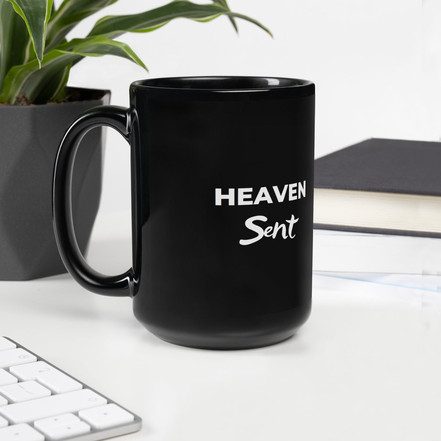 Enchanted Zeal™ - Black Glossy Mug ("Heaven Sent")