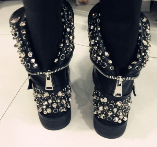 Korean Style Winter High Heels Stiletto Platform Ankle Boots