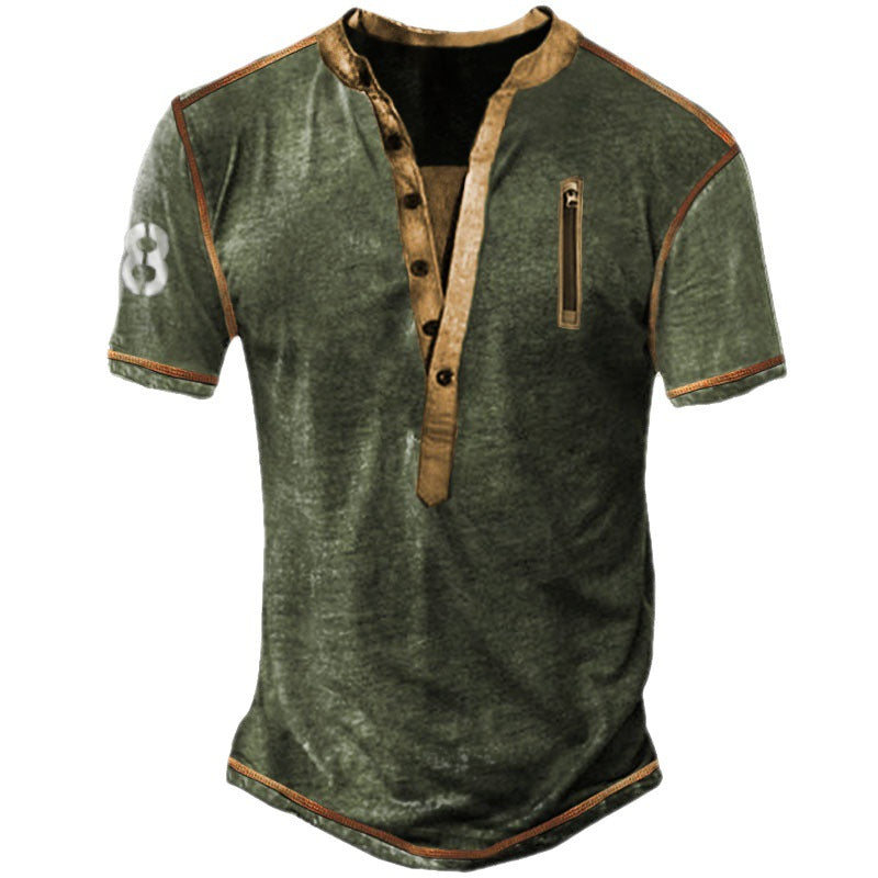 Men's Outdoor Tactics Zipper Short Sleeve T-shirt