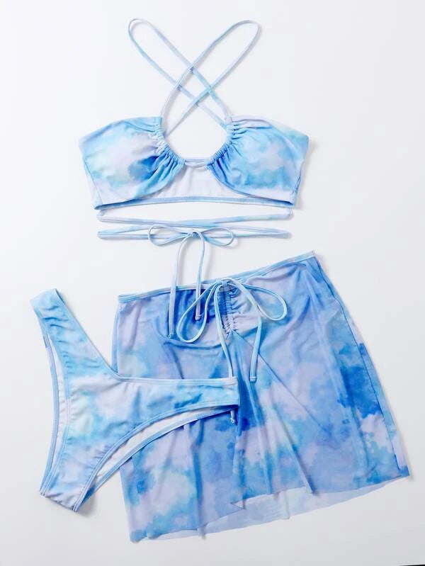 Women's Bikini Tie-dye Split Three Piece Swimsuit