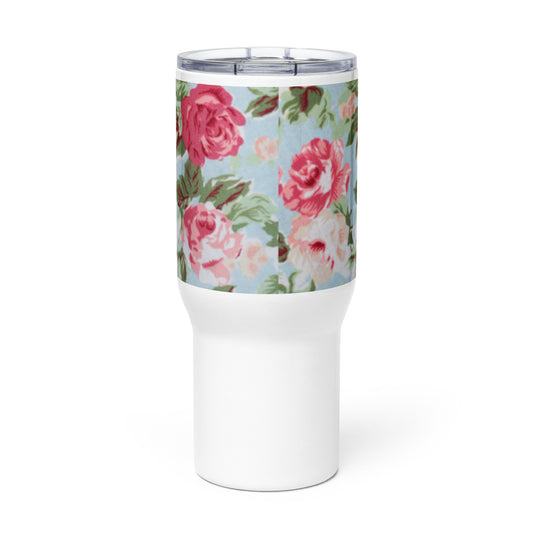 Travel Mug - Rose Colored Travel mug with a handle