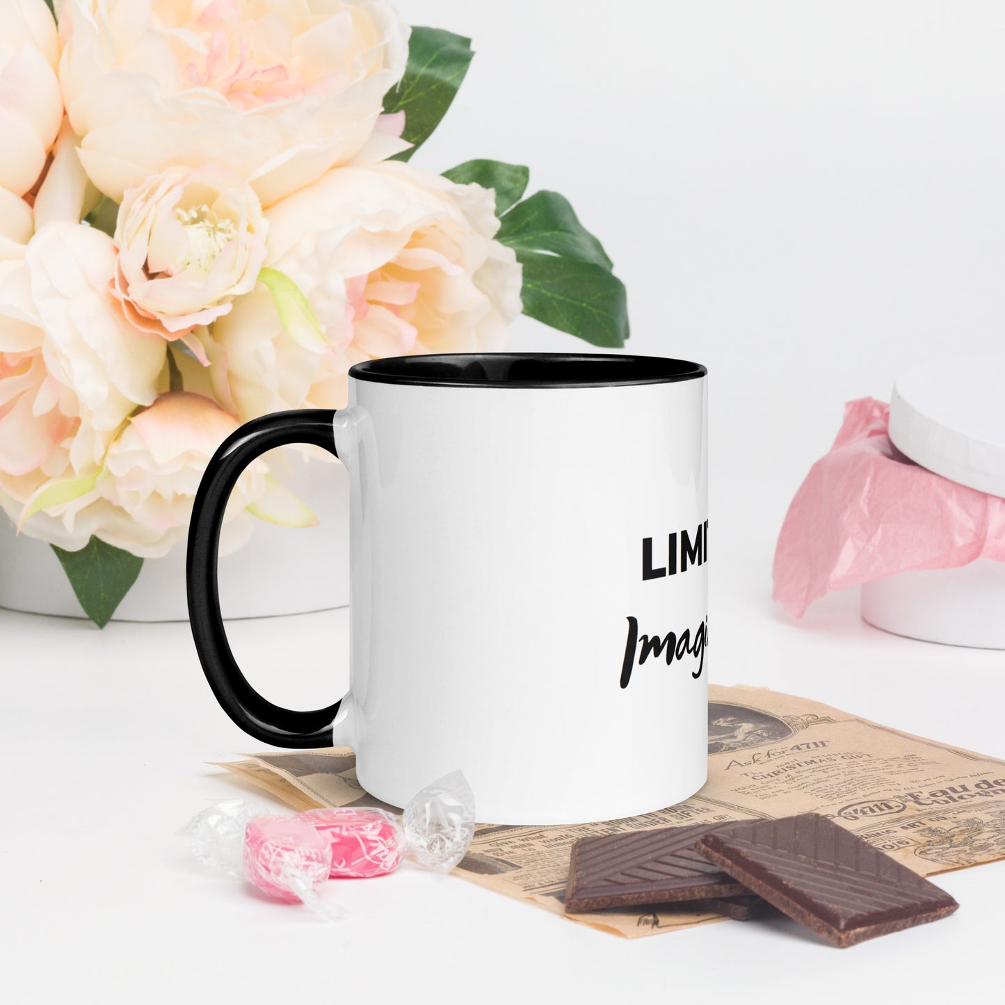 White "Limitless Imagination "Mug with Black Color Inside