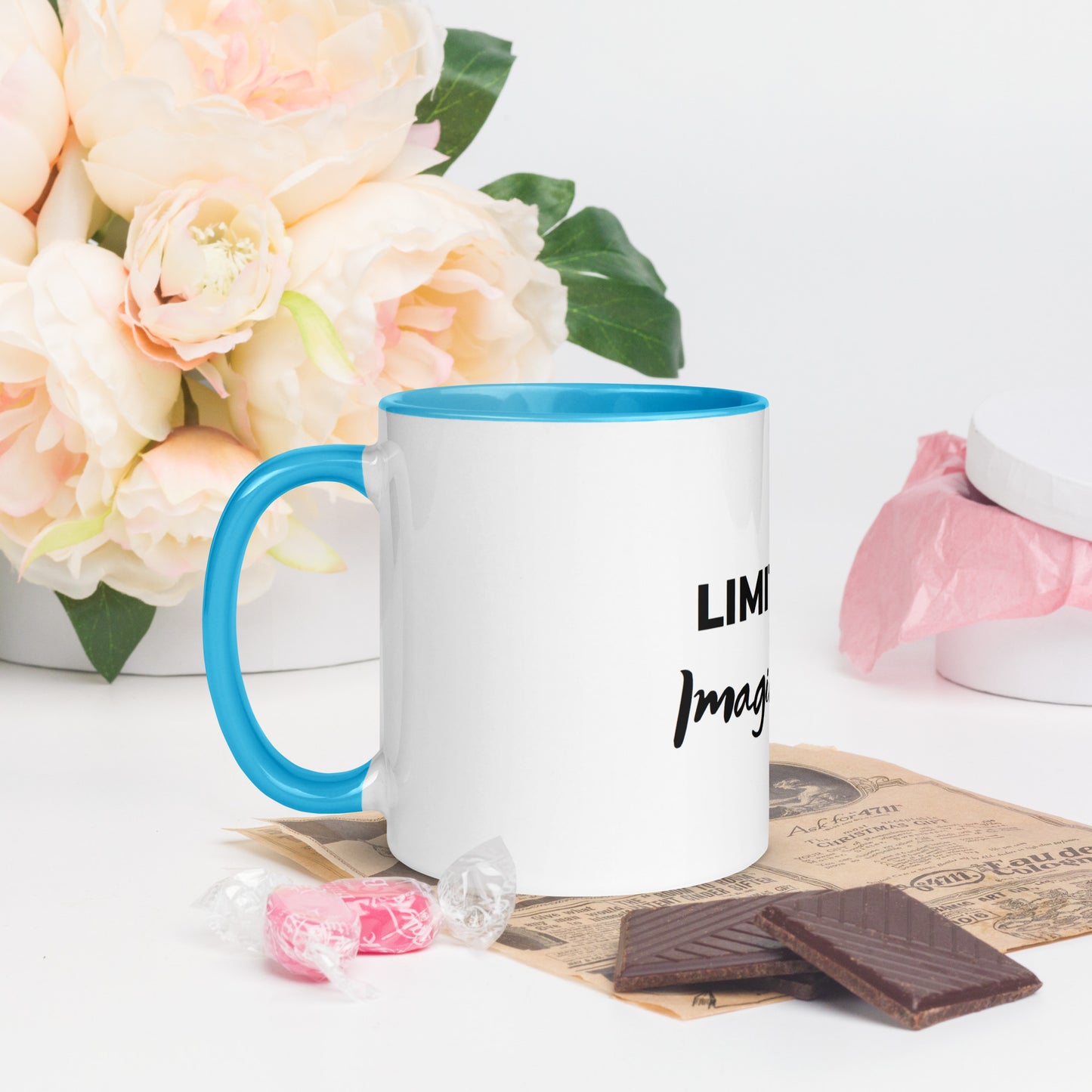 White "Limitless Imagination "Mug with Black Color Inside