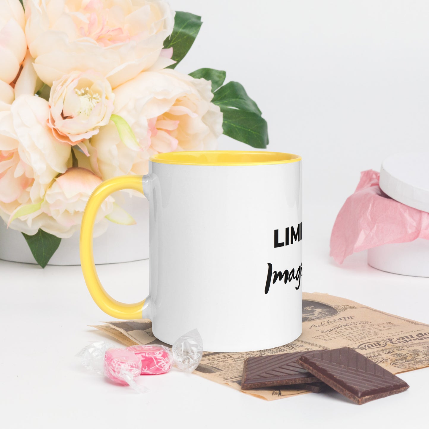 White "Limitless Imagination "Mug with Black Color Inside