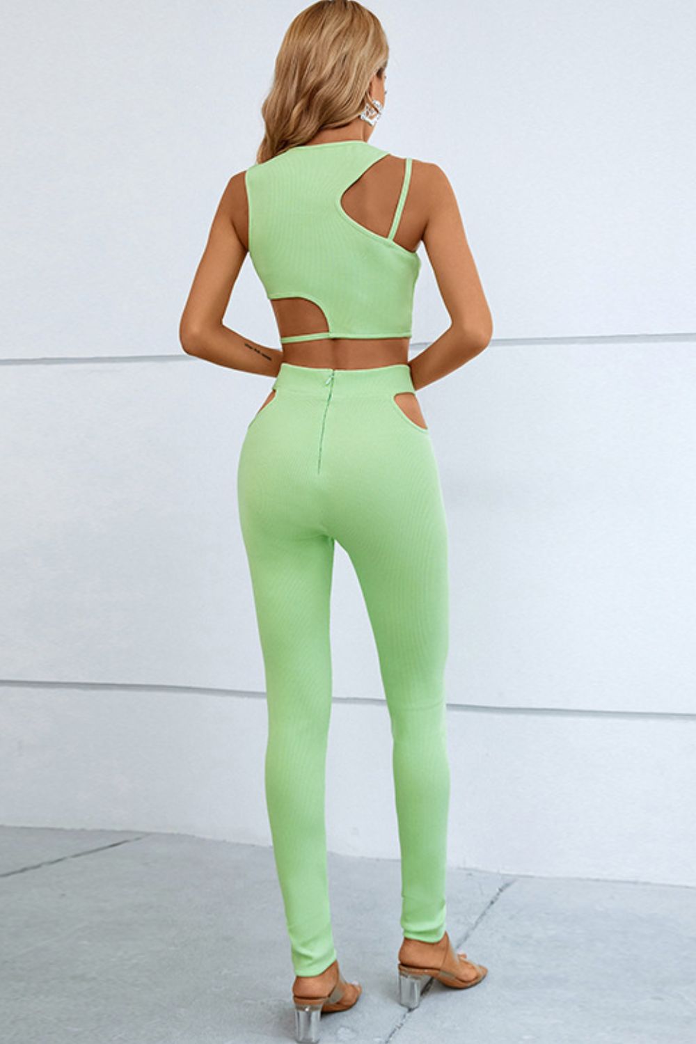 Enchanted Zeal™ - Asymmetrical Ribbed Cutout Tank and Pants Set