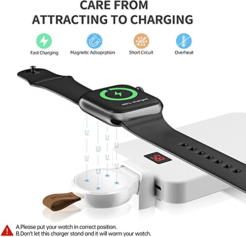 NEWDERY Charger for Apple Watch Portable iWatch USB Wireless Charger, Travel Cordless Charger with Light Weight Magnetic Quick Charge for Apple Watch Ultra Series 8 7 SE 6 5 4 3 2 1, White