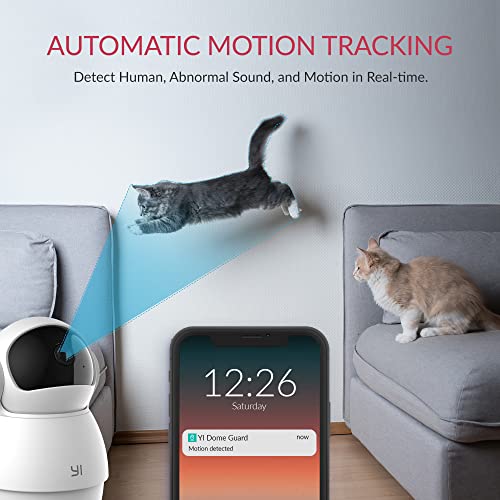 YI Pan-Tilt Security Camera, 360 Degree 2.4G Smart Indoor Pet Dog Cat Cam with Night Vision, 2-Way Audio, Motion Detection, Phone APP, Compatible with Alexa and Google Assistant