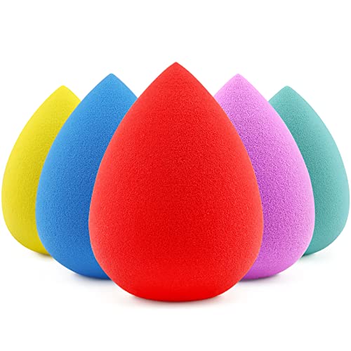 BEAKEY 5 Pcs Makeup Sponges Set, Foundation Blending Paw Paw Sponge, Latex Free Beauty Sponges Flawless for Liquid, Cream, and Powder, Boun Boun Sponges, Multi-colored Makeup Sponges