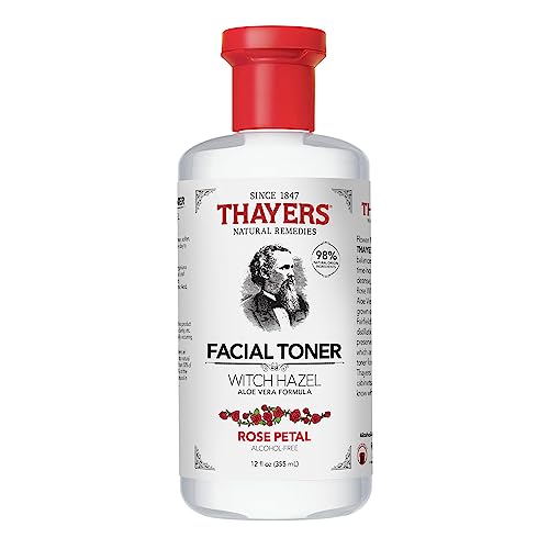 Thayers Alcohol-Free, Hydrating Rose Petal Witch Hazel Facial Toner with Aloe Vera Formula, Vegan, Dermatologist Tested and Recommended, 12 Ounce